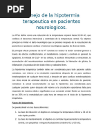 Manejo de La Hipotermia Terapeutica en Pacientes Neurologicos