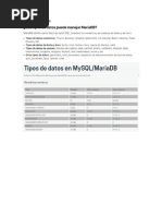 Tipos de Datos MariaDB