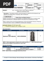 Recall Inspect/Replace HLA (Hydraulic Lash Adjusters)