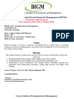 Course Outline of Fundamental of Management, MPA in PPFM, 2024 17th Batch 1st Sem.