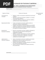 Rúbrica para Evaluación de Funciones Cuadráticas