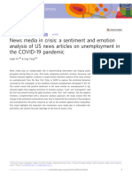 News Media in Crisis: A Sentiment and Emotion Analysis of US News Articles On Unemployment in The COVID-19 Pandemic