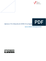 Informe #92 Situación de COVID-19 en España A 18 de Agosto de 2021