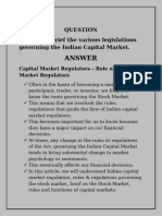 Discuss in Brief The Various Legislations Governing The Indian Capital Market