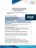 Guía de Actividades y Rúbrica de Evaluación - Tarea 1 - Presaberes