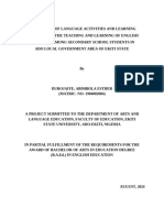 The Effects of Language Activities and Learning Resources in The Teaching and Learning of English Language Among Secondary School Students in Ado Local Government Area of Ekiti State