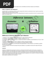 Differences Between Ammeter and Voltmeter