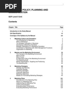 Marketing Policy, Planning and Communication Study Manual