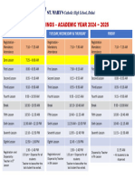 Lesson Timings 2024-2025