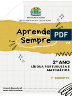 Caderno Do Estudante - 2º Ano - LP e Mat - 1º Bimestre