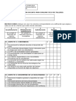 Pauta de Evaluación Docente para Evaluar Ciclo de Talleres