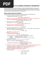 Domande Teoria Fondamenti Algebra Lineare e Geometria