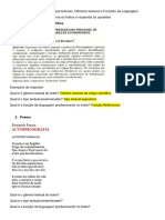 Exercícios Sobre Tipos Textuais, Gêneros Textuais e Funções Da Linguagem