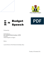 Jonathan S 2012 Budget Speech Before The National Assembly