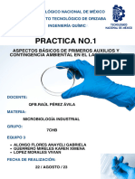 PRÁCTICA No. 1 "ASPECTOS BÁSICOS DE PRIMEROS AUXILIOS Y CONTINGENCIA AMBIENTAL EN EL LABORATORIO"