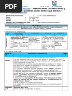 Sesión de Aprendizaje Identificamos Silabas Atonas y Tonica