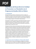 Importancia Del Desarrollo de La Oralidad en Preescolar y Su Vinculación Con El Programa de Estudios 2022 en México