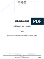 Summary Notes - Topic 10 Diseases and Immunity - CAIE Biology IGCSE