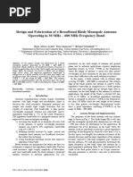 Design and Fabrication of A Broadband Blade Monopole Antenna Operating in 30 MHz600 MHZ Frequency Band