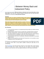 Difference Between Money Back and Endowment Policy