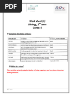 Work Sheet 1 Second Term - Biology .Grade 6 M