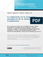 La Industria en La Argentina Neoliberal de La Alianza Cambiemos