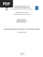 Relatório 1 - Síntese, Cristalização e Recristalização Do Ácido Acetilsalicílico (Aspirina)