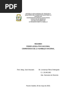 Poder Legislativo Nacional y Competencia de La Asamblea Nacional