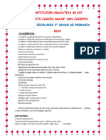 Lista de Utiles Escolares 3°grado 2024