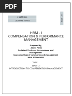 HRM - I Compensation & Performance Management: V Sem Bba Lecture Notes