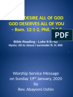 If You Desire All of God God Deserves All of You