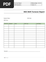 NOC Shift Turnover Report