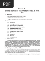 Textual Notes - Caste - Meaning, Characteristics, Changes