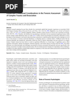 Ethical and Professional Considerations in The Forensic Assessment of Complex Trauma and Dissociation