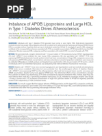 Imbalance of Apob Lipoproteins and Large HDL in Type 1 Diabetes Drives Atherosclerosis