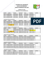 Horaire Des Cours Du Premier Semestre 2022-2023