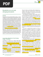 Bryophytes Are Not Early Diverging Plants (