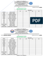 JHS Admission Slip