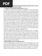 Read The Following Assumptions About Language Learning and Teaching and Discuss Whether The Author Agrees