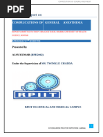 A Project Report On: Complications of General Anesthesia