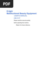 E-Light Multifuctional Beauty Equipment: User'S Manual