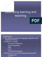 Describing Learning and Teaching