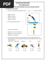 Air and Water Resistance Worksheet