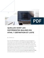 Balise HTML Toutes Les Différentes Balises HTML - Liste Complète