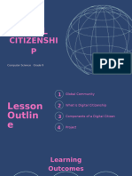 Introduction to Digital Citizenship Education Presentation in Navy Pink Teal Lined Style