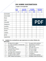 Ejercicios Sobre Sustantivos