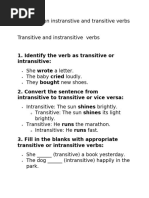 Transitive and Intransitive Verbs