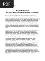 Marxist Materialism The Devil Wears Prada As A Capitalist Propaganda