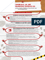 Infografía proceso investigación criminología recortes papel rojo y marrón