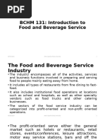 Introduction To Food and Beverage Service